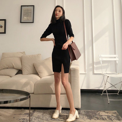 Σπορ-casual γυναικείο φόρεμα κοντό με  σχισμή σε δύο χρώματα