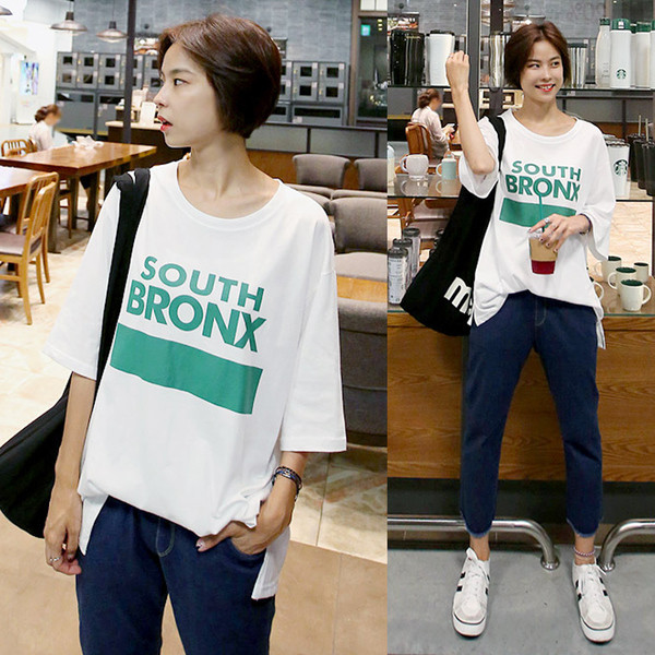 Γυναικεία μπλούζα φαρδιά  με κολάρο και επιγραφή σε σχήμα O