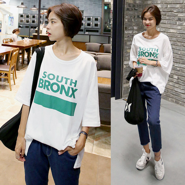 Γυναικεία μπλούζα φαρδιά  με κολάρο και επιγραφή σε σχήμα O