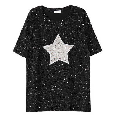 Μοντέρνο γυναικείο μπλουζάκι σε δύο χρώματα με εκτύπωση