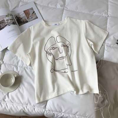 Γυναικεία T-shirt με κολάρο σε σχήμα O σε δύο χρώματα