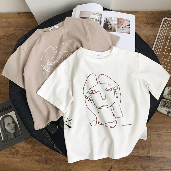 Γυναικεία T-shirt με κολάρο σε σχήμα O σε δύο χρώματα