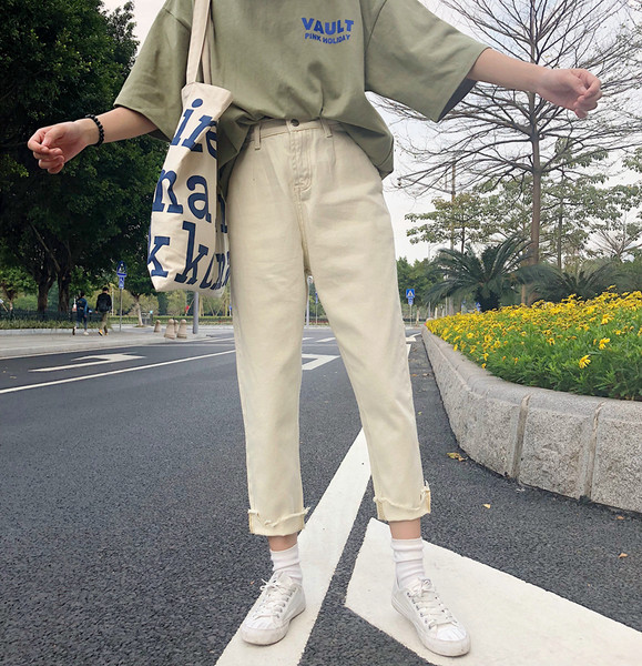 Alkalmi női magas derekú nadrág 9/10 hosszúsággal