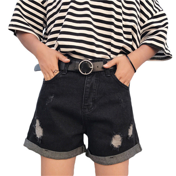 Μοντέρνα γυναικεία σορτσάκια με μεγάλη μέση - δύο χρώματα