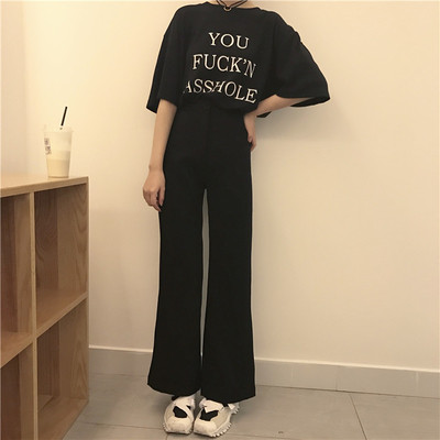Стилни дамски панталони с висока талия, широк модел в черен цвят