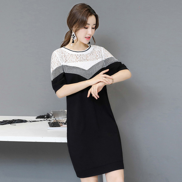 Γυναικείο κομψό φόρεμα με δαντέλα στους ώμους με μανίκι 3/4 σε δύο χρώματα