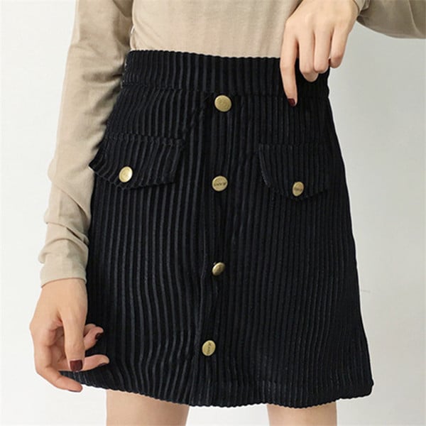 Lezser női szoknya magas derekú retro stílusú fekete színben