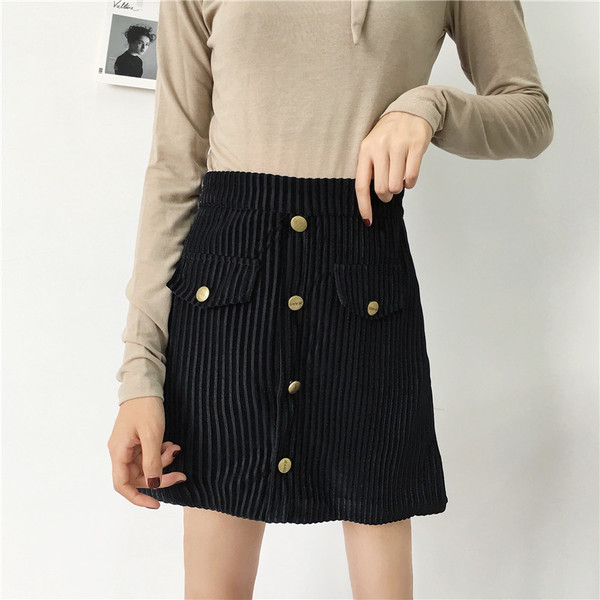 Lezser női szoknya magas derekú retro stílusú fekete színben