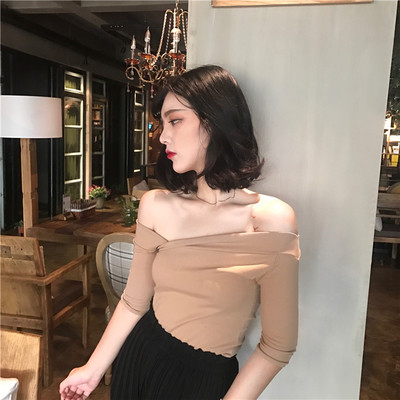 Stílusos női blúz 3/4 ujjú, leesett vállú - 4 színben