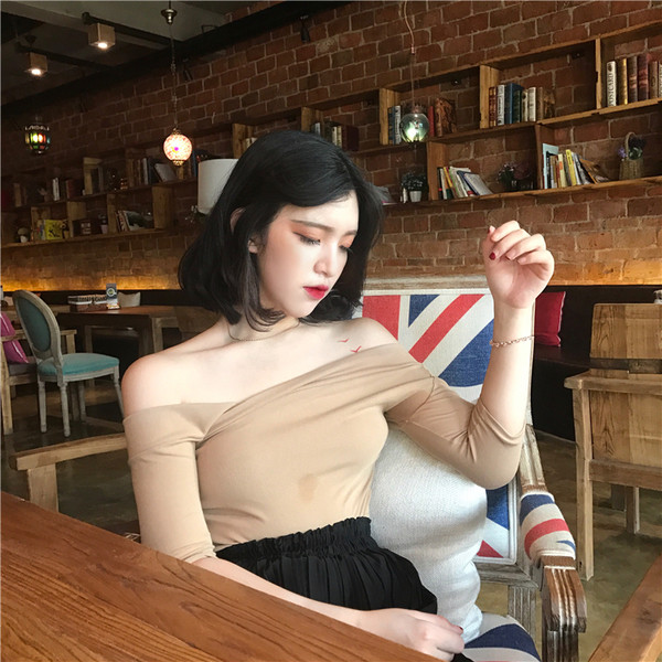 Stílusos női blúz 3/4 ujjú, leesett vállú - 4 színben