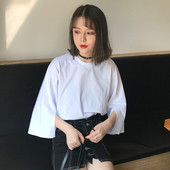 Κομψή casual γυναικεία μπλούζα με 3/4 μανίκι σε λευκό και μαύρο χρώμα