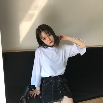 Κομψή casual γυναικεία μπλούζα με 3/4 μανίκι σε λευκό και μαύρο χρώμα