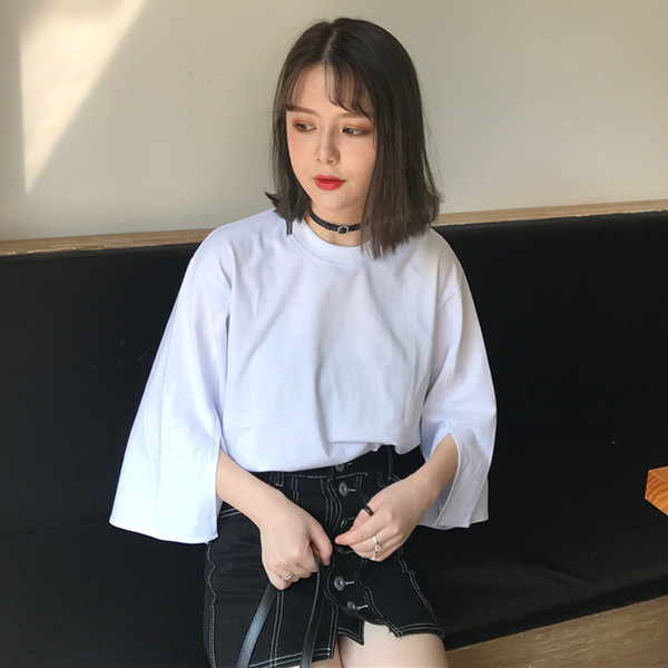 Κομψή casual γυναικεία μπλούζα με 3/4 μανίκι σε λευκό και μαύρο χρώμα