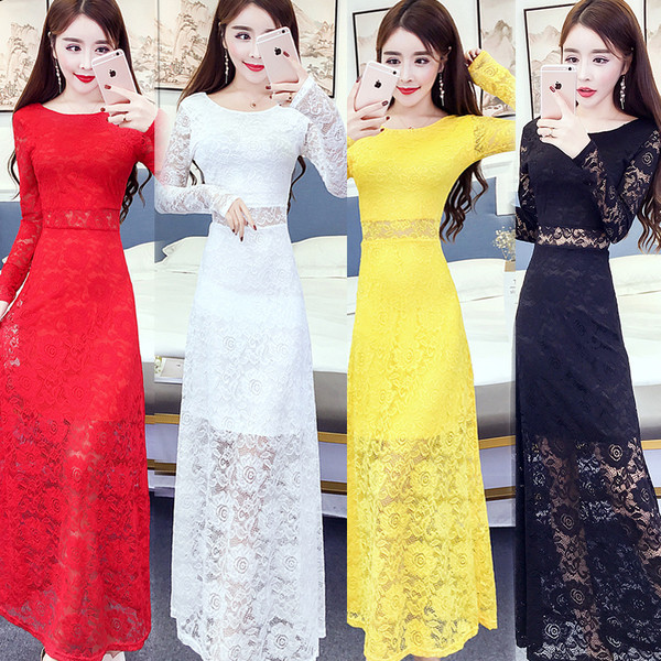 Κομψό γυναικείο φόρεμα από δαντέλα σε διάφορα χρώματα