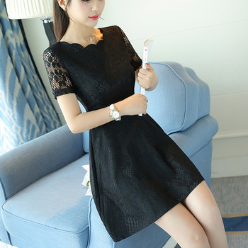 Κομψό γυναικείο φόρεμα με μανίκια δαντέλας σε διάφορα χρώματα