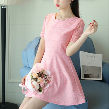 Κομψό γυναικείο φόρεμα με μανίκια δαντέλας σε διάφορα χρώματα