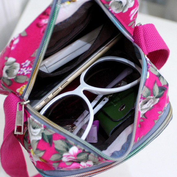 Sport - geanta dama casual cu motiv floral cu maner lung reglabil - doua modele