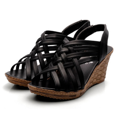 Sandale casual dama cu bretele incrucisate si talpa inalta