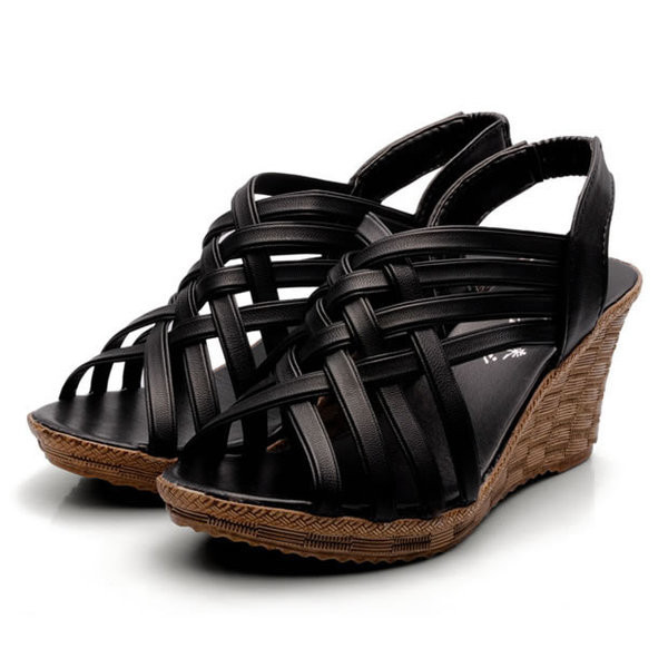 Sandale casual dama cu bretele incrucisate si talpa inalta