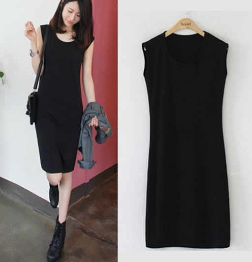 Κομψό γυναικείο αθλητική, καθημερινό φόρεμα σε μαύρο χρώμα