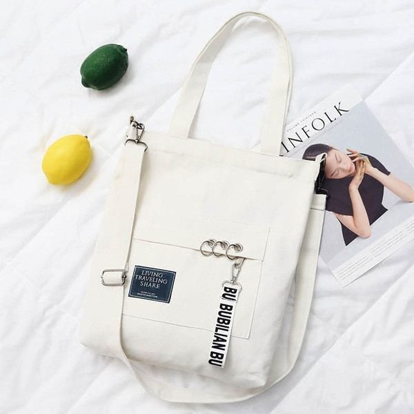 Hétköznapi női táska anyagból, hosszú és rövid füllel - többféle színben