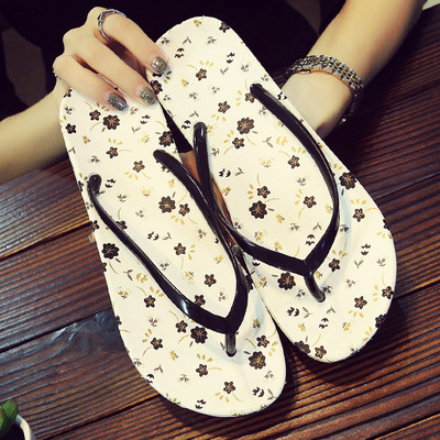 Casual γυναικείες παντόφλες με φυτικά μοτίβα και επίπεδη σόλα