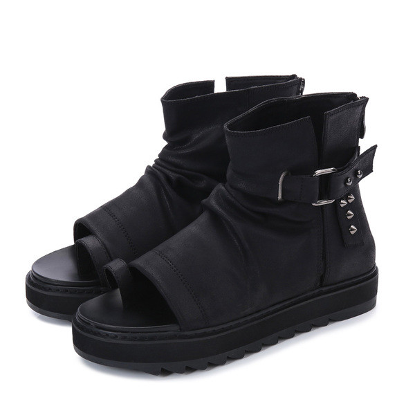 Sandale de damă deasupra gleznei cu degete deschise și talpă plată