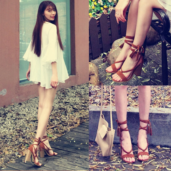 Γυναικεία σανδάλια με ιμάντες γύρω από τον αστράγαλο σε τρία χρώματα