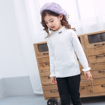 Απαλό παιδικό πουλόβερ για τα κορίτσια με ενδιαφέρον O-κολάρο και μίνι διακόσμηση σε πολλά και ζωντανά χρώματα