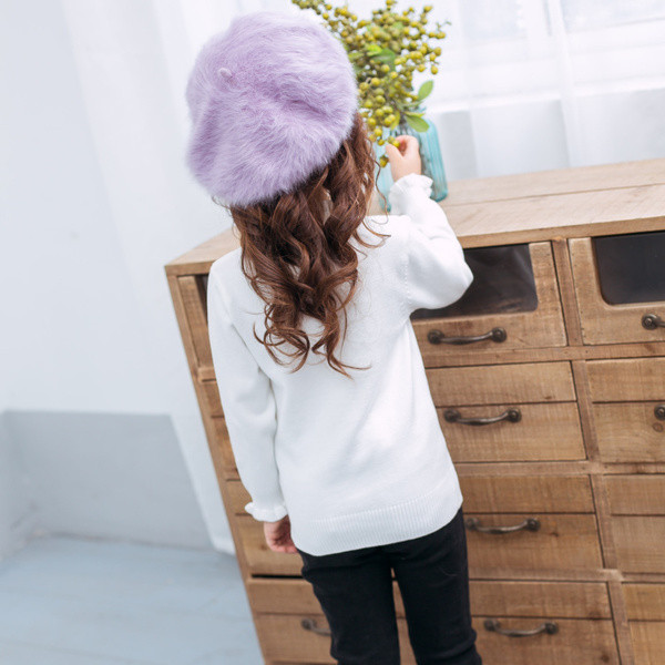 Απαλό παιδικό πουλόβερ για τα κορίτσια με ενδιαφέρον O-κολάρο και μίνι διακόσμηση σε πολλά και ζωντανά χρώματα