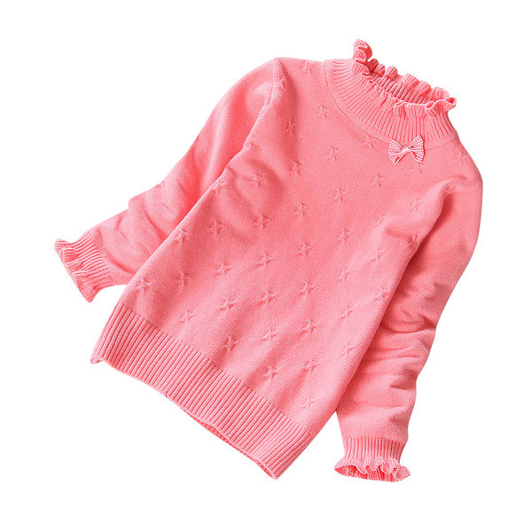 Απαλό παιδικό πουλόβερ για τα κορίτσια με ενδιαφέρον O-κολάρο και μίνι διακόσμηση σε πολλά και ζωντανά χρώματα