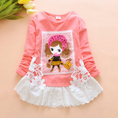 Children`s tunic for girls with embroidery and print in several colors