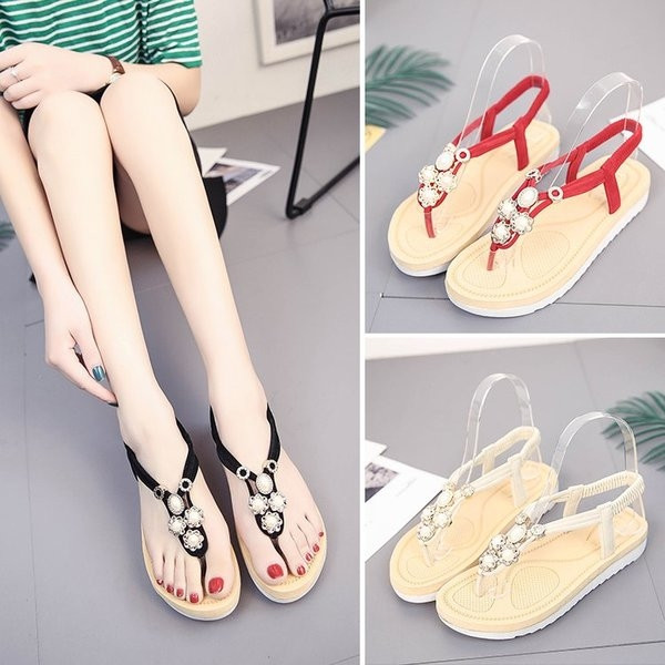 Sandale casual dama in trei culori decorate cu pietre