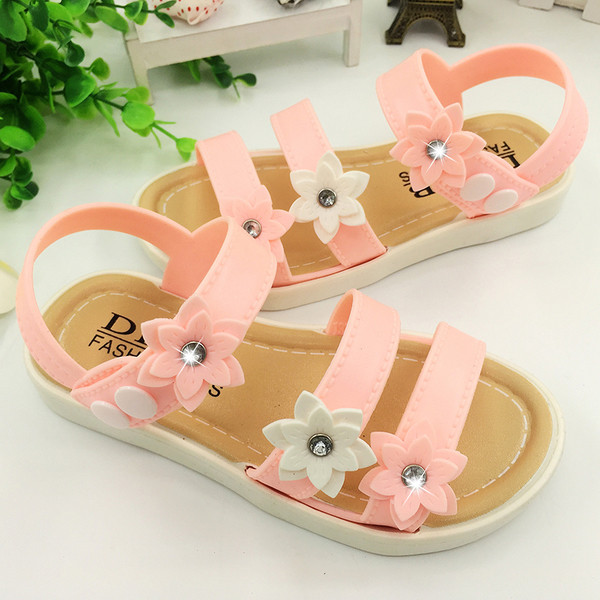 Sandale casual pentru copii pentru fete cu motiv floral in doua culori