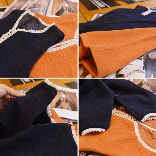 Lányoknak készült ruha O-nyakkivágással, két színben és gyöngyökkel