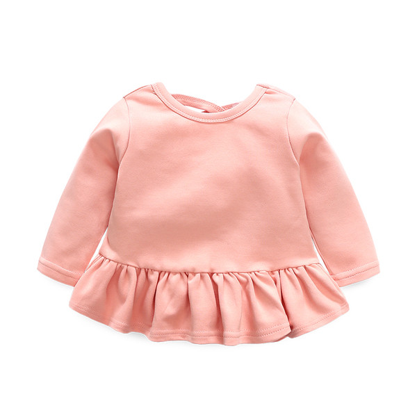 Kislányoknak készült ruha üde színekben, O-nyakkal