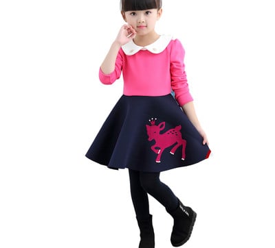 Κομψό φόρεμα για κορίτσια με μακριά μανίκια σε διαφορετικά χρώματα και έντυπα