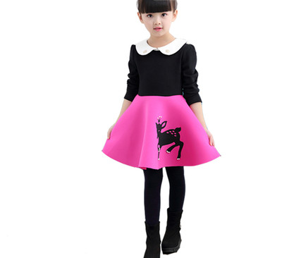 Κομψό φόρεμα για κορίτσια με μακριά μανίκια σε διαφορετικά χρώματα και έντυπα