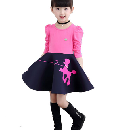 Κομψό φόρεμα για κορίτσια με μακριά μανίκια σε διαφορετικά χρώματα και έντυπα