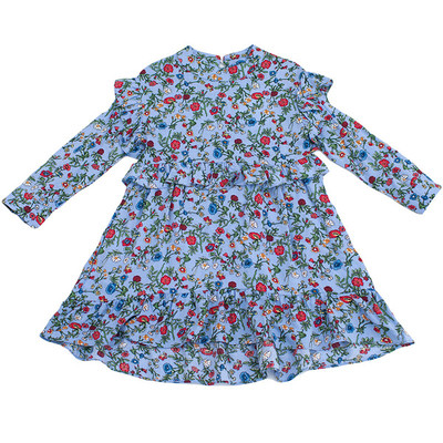 Παιδικό καθημερινό φόρεμα με floral μοτίβα και κολάρο σε σχήμα O