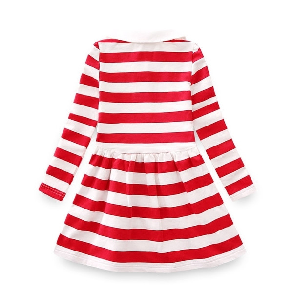 Rochie casual cu dungi pentru copii, cu guler si nasturi in forma de O