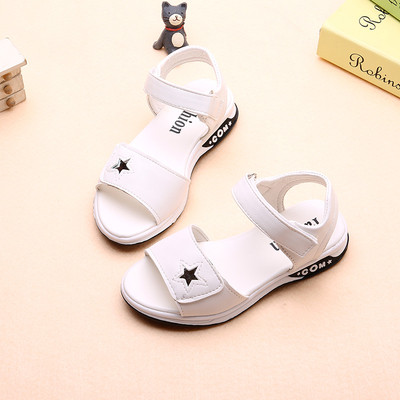 Sandale pentru copii pentru fete cu talpa plată în culoarea albă