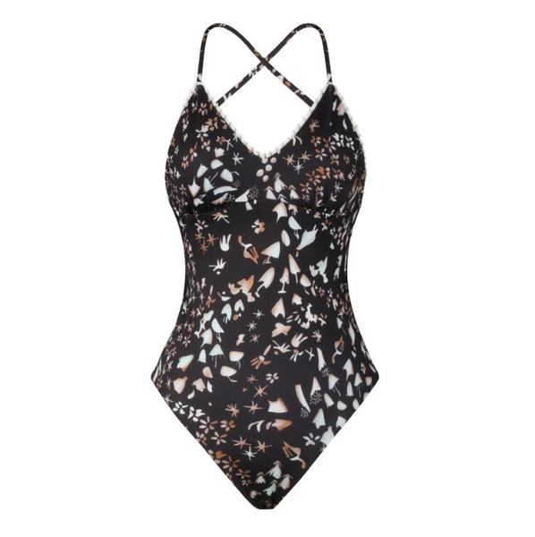 Costum de baie de damă cu imprimeu floral și spate gol