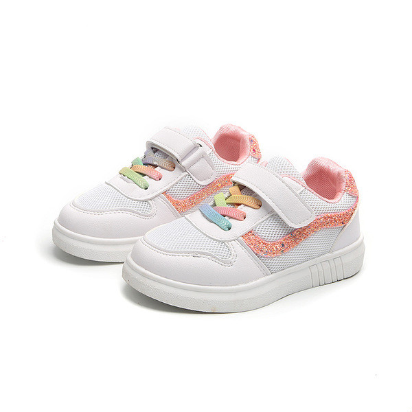 Tavaszi gyerek tornacipő lányoknak matricákkal és fényes részecskékkel három színben