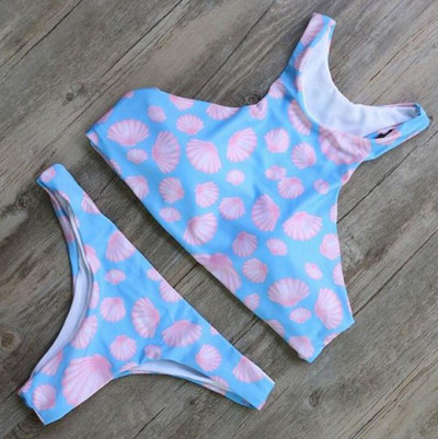 Kétrészes női fürdőruha kék színben, mintával