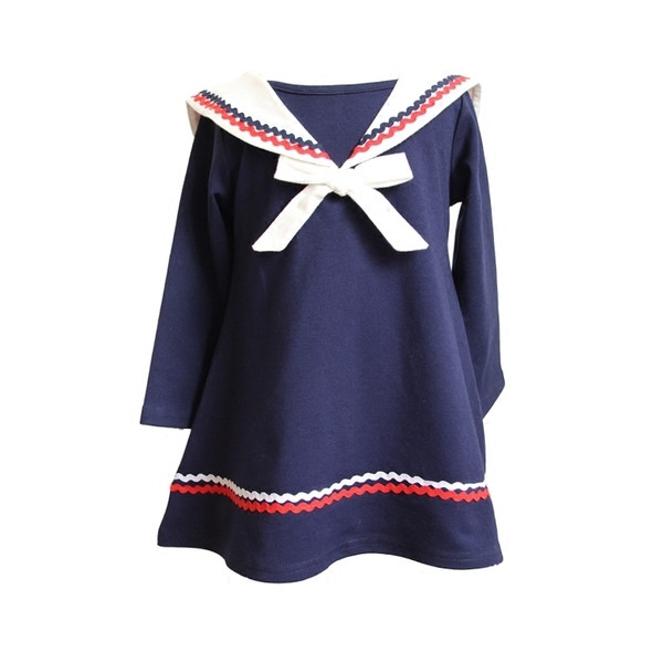 Παιδικό φόρεμα με μακριά μανίκια με κέντημα και κορδέλα