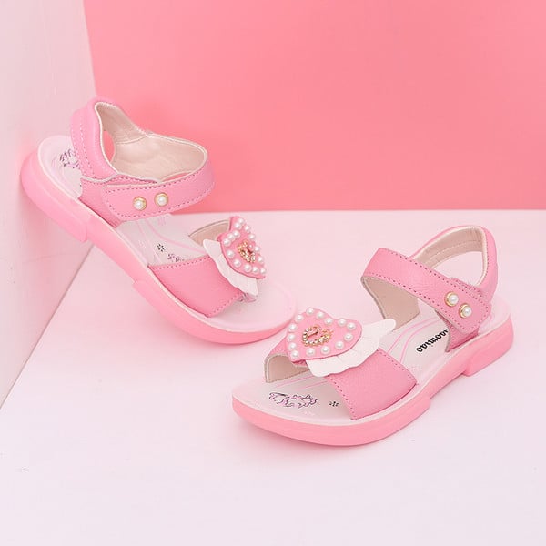 Καθημερινά παιδικά σανδάλια για κορίτσια με μαργαριτάρια σε τρία χρώματα