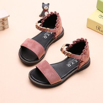 Κομψά casual παιδικά σανδάλια σουέτ για τα κορίτσια σε τρία χρώματα