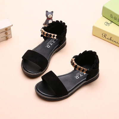 Κομψά casual παιδικά σανδάλια σουέτ για τα κορίτσια σε τρία χρώματα