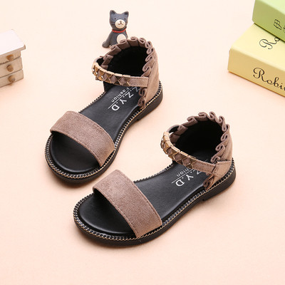 Κομψά casual παιδικά σανδάλια σουέτ για τα κορίτσια σε τρία χρώματα